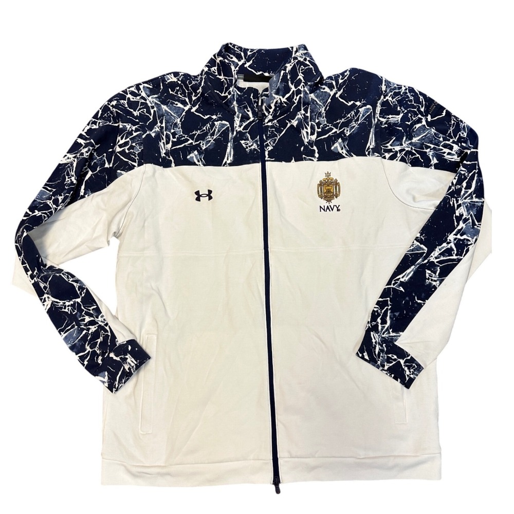 Under Armour US Naval Academy Jacket 4XL Mens White‎ Navy Blue Marble Full Zip